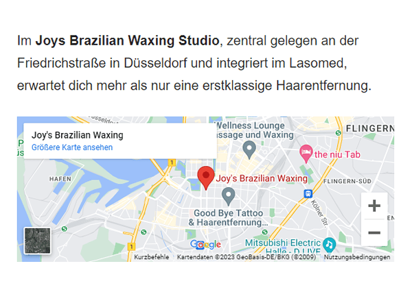 Brazilian Waxing Studio für  Düsseldorf, Ratingen, Kaarst, Hilden, Mettmann, Dormagen, Haan oder Neuss, Meerbusch, Erkrath (Fundort des Neanderthalers)