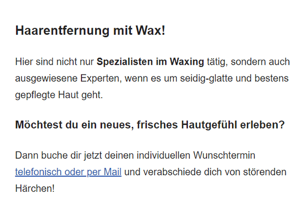 Haarentfernung mit Wax für  Düsseldorf
